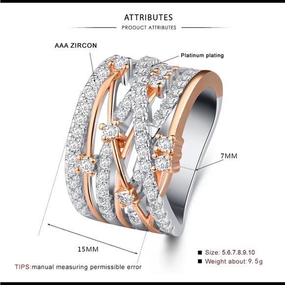 New Unisex 925 Silver Two Tone Diamond Ring - Picture 5 of 6